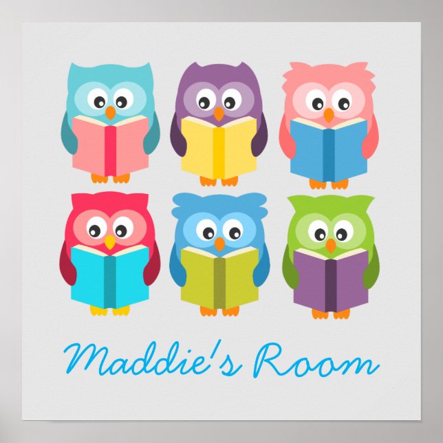 Cute reading owls poster (Front)