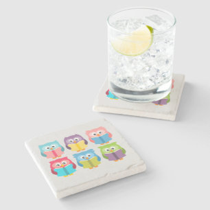 Cute reading owls stone coaster