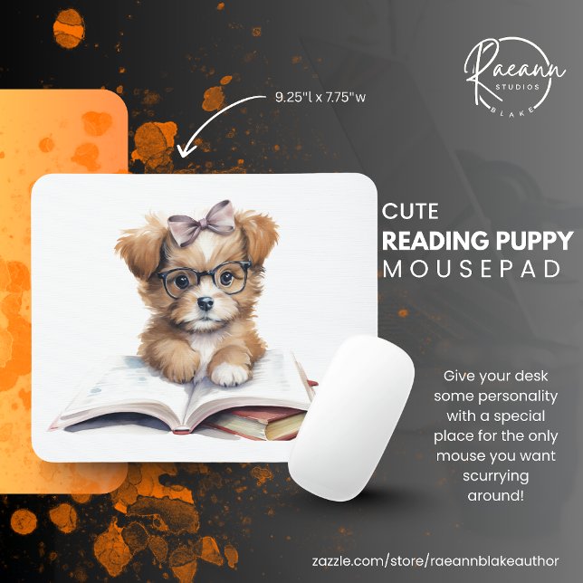 Cute Reading Puppy Mousepad (Creator Uploaded)