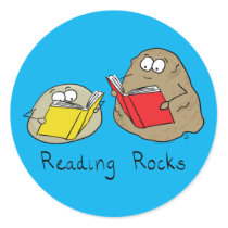 Cute Reading Rocks Librarian Book Lovers Classic Round Sticker