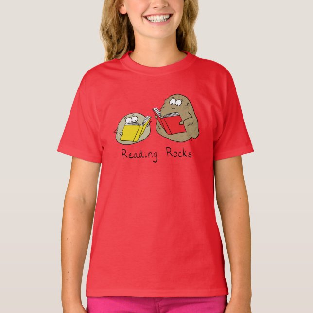 Cute Reading Rocks Librarian Book Lovers T-Shirt (Front)