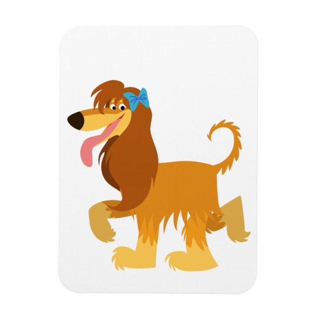 Cute Ready Cartoon Afghan Hound Flexible Magnet (Vertical)