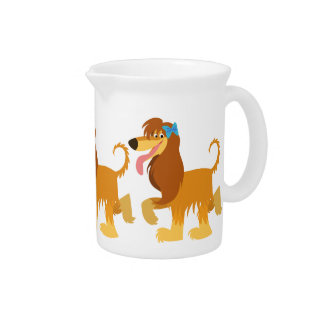 Cute Ready Cartoon Afghan Hound Pitcher