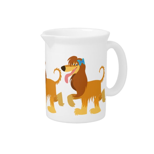 Cute Ready Cartoon Afghan Hound Pitcher (Right)