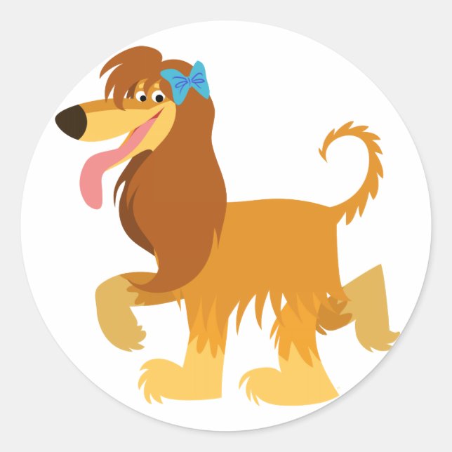 Cute Ready Cartoon Afghan Hound Sticker (Front)