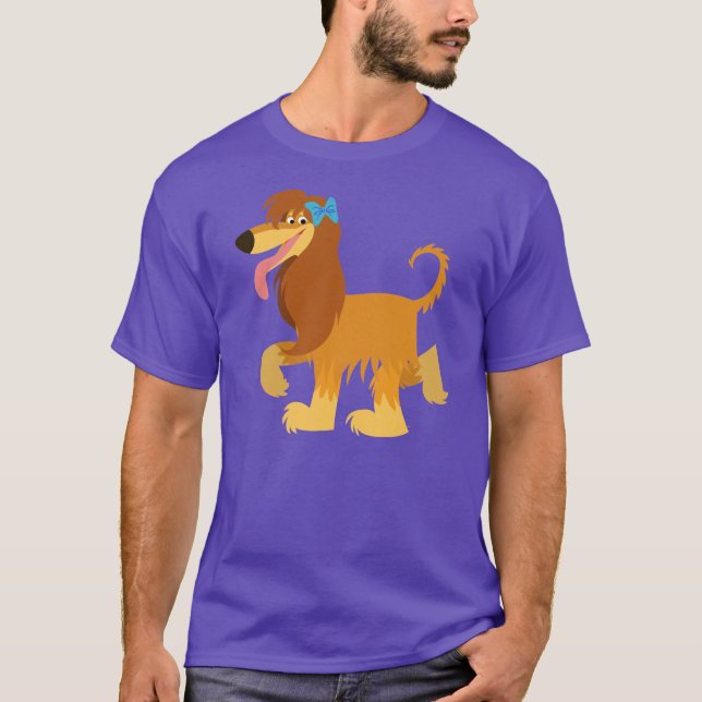 Cute Ready Cartoon Afghan Hound T-Shirt (Front)