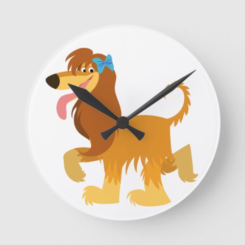 Cute Ready Cartoon Afghan Hound Wall Clock