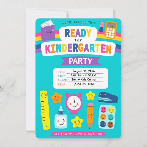 Cute Ready for Kindergarten Party Invitation