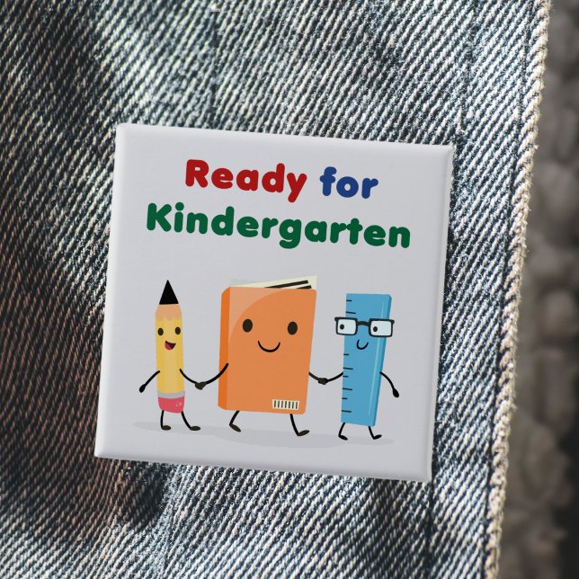 Cute Ready for Kindergarten School Book  Button (Creator Uploaded)