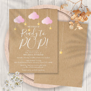 Cute Ready to Pop Rustic Pink Baby Shower Invitation Postcard