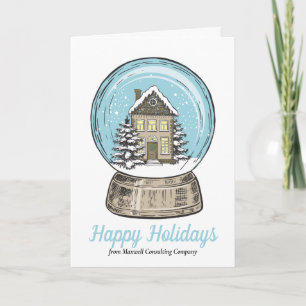 Cute Real Estate Company Christmas Snow Globe Holiday Card