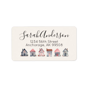 Cute Real Estate Watercolor Houses Return Address Label