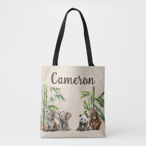 Cute Realistic Asian Baby Animals Tote Bag