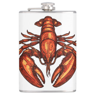 Cute Realistic Lobster Nautical beach flask