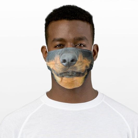 Cute Realistic Rottweiler Dog Mouth Adult Cloth Face Mask (Worn)