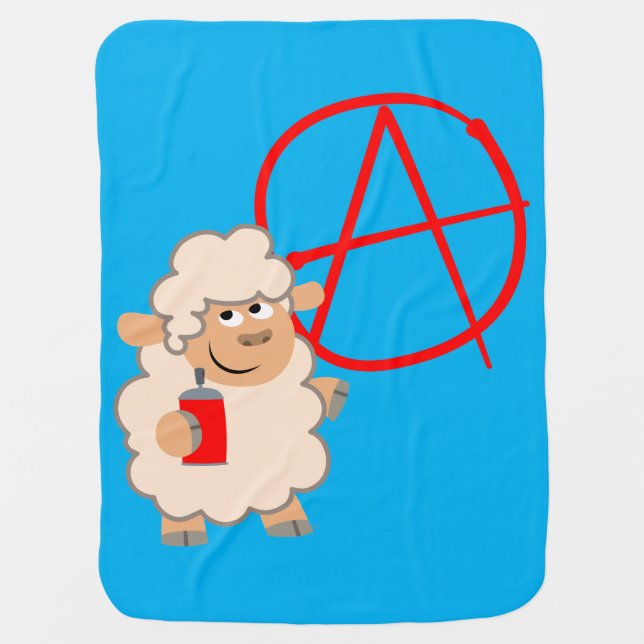 Cute Rebellious Cartoon Sheep Baby Blanket (Front)