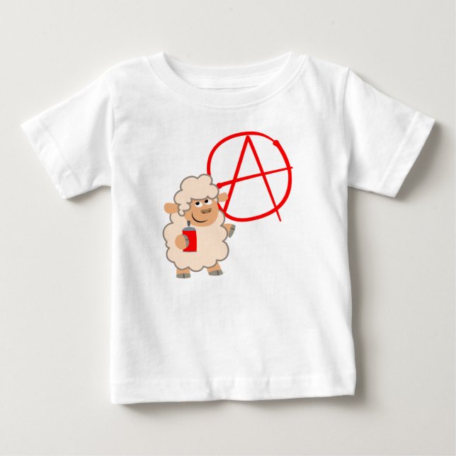 Cute Rebellious Cartoon Sheep Baby T-Shirt (Front)