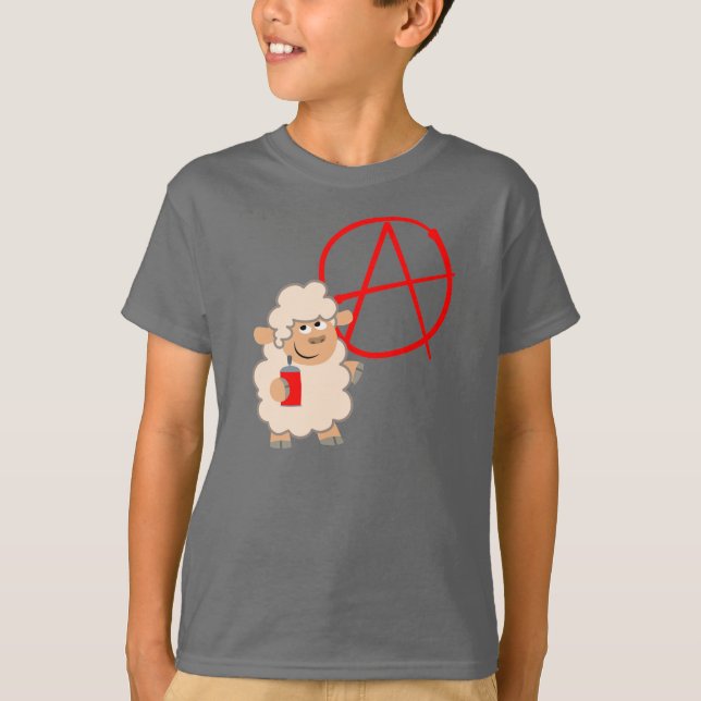 Cute Rebellious Cartoon Sheep Children T-Shirt (Front)