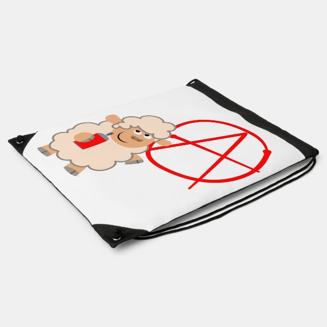 Cute Rebellious Cartoon Sheep Drawstring Backpack (Side)