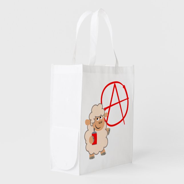 Cute Rebellious Cartoon Sheep Reusable Bag (Front Side)