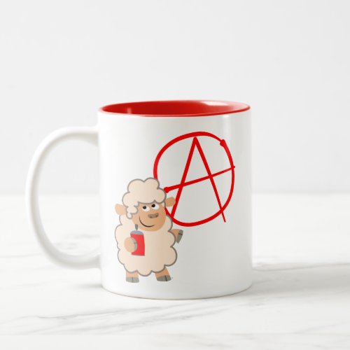 Cute Rebellious Cartoon Sheep Two_Tone Coffee Mug