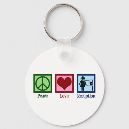 Cute Receptionist Peace Love Reception Keychain