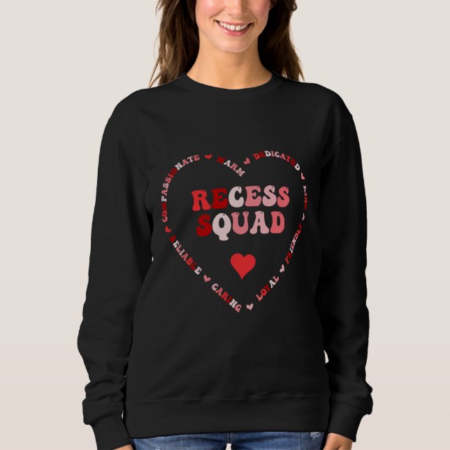 Cute Recess Squad Valentines Day Heart Sweatshirt (Front)