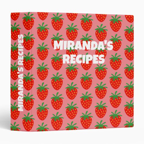Cute recipe binder with red strawberries pattern