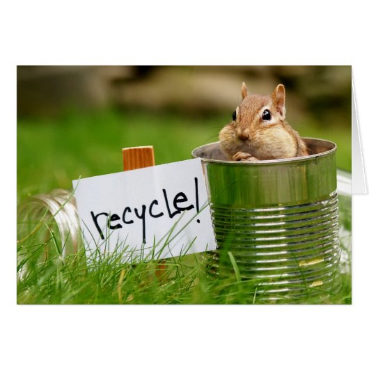 Cute Recycling Chipmunk Cards (Front Horizontal)