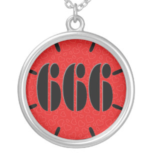 Cute Red 666 Flower Silver Plated Necklace
