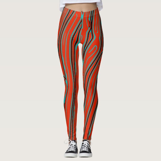 Cute red abstract pattern"Ratti_Creative_Arts" Leggings (Front)