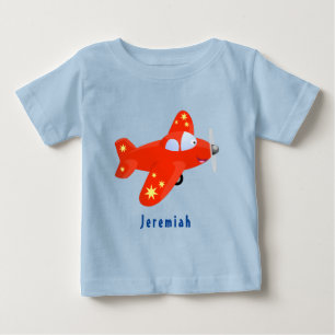 Cute red airplane flying cartoon illustration baby T-Shirt