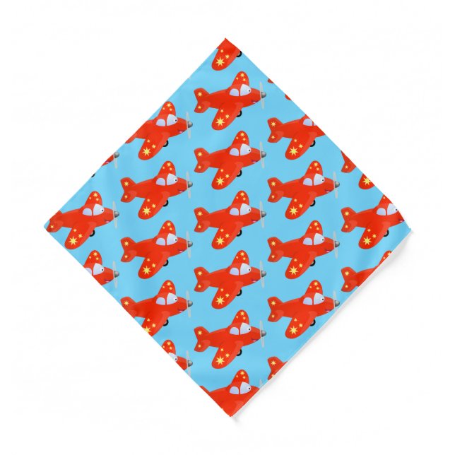 Cute red airplane flying cartoon illustration  bandana (Front)