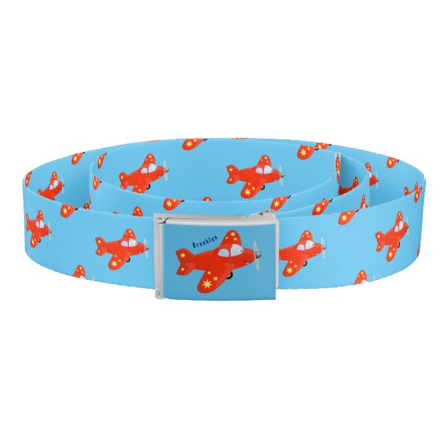 Cute red airplane flying cartoon illustration belt (Coil)