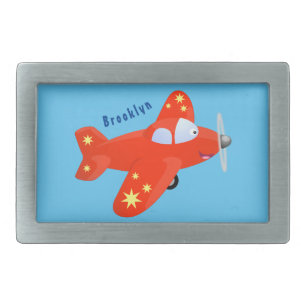 Cute red airplane flying cartoon illustration belt buckle