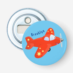 Cute red airplane flying cartoon illustration bottle opener