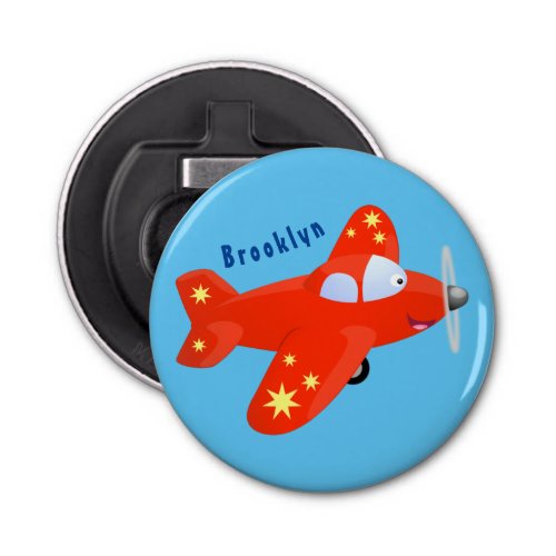 Cute red airplane flying cartoon illustration bottle opener