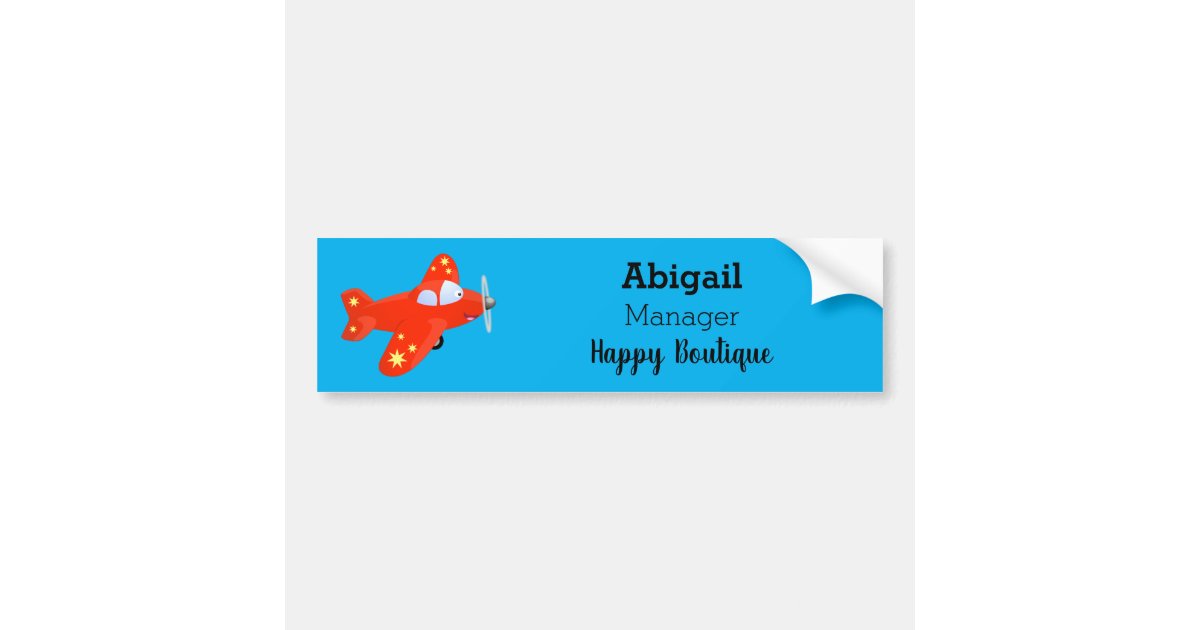 Cute red airplane flying cartoon illustration bumper sticker | Zazzle