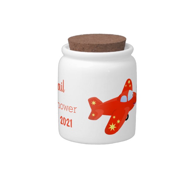 Cute red airplane flying cartoon illustration candy jar (Right)