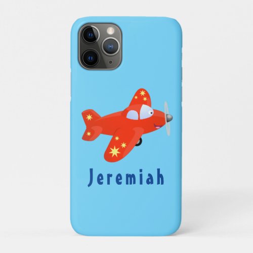 Cute red airplane flying cartoon illustration iPhone 11 pro case