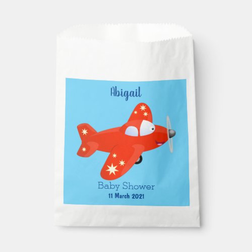 Cute red airplane flying cartoon illustration favor bag