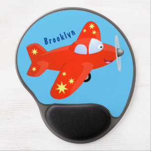 Cute red airplane flying cartoon illustration gel mouse pad