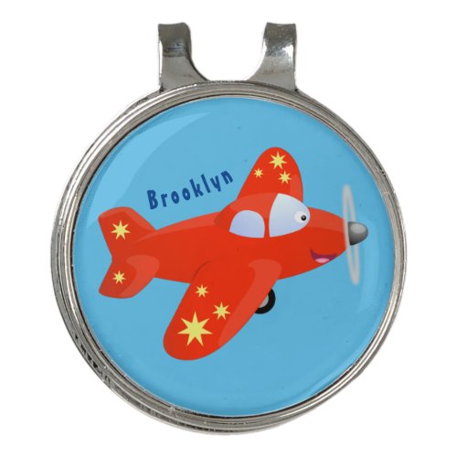 Cute red airplane flying cartoon illustration golf hat clip