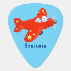 Cute red airplane flying cartoon illustration  guitar pick