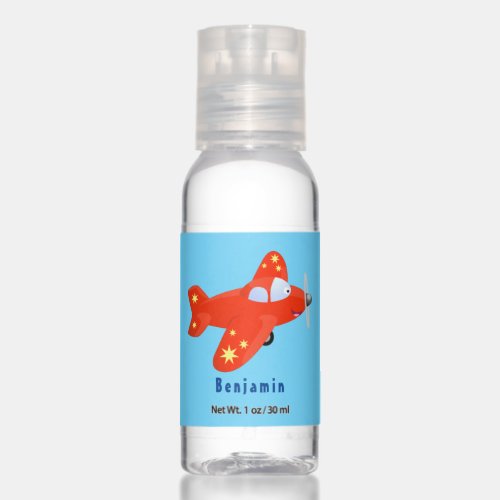 Cute red airplane flying cartoon illustration hand sanitizer