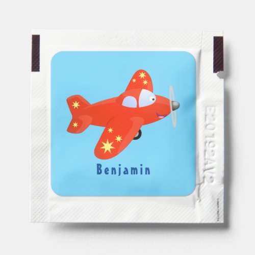 Cute red airplane flying cartoon illustration hand sanitizer packet