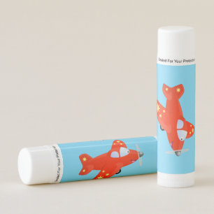 Cute red airplane flying cartoon illustration lip balm