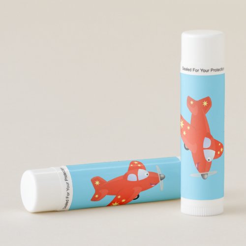 Cute red airplane flying cartoon illustration lip balm