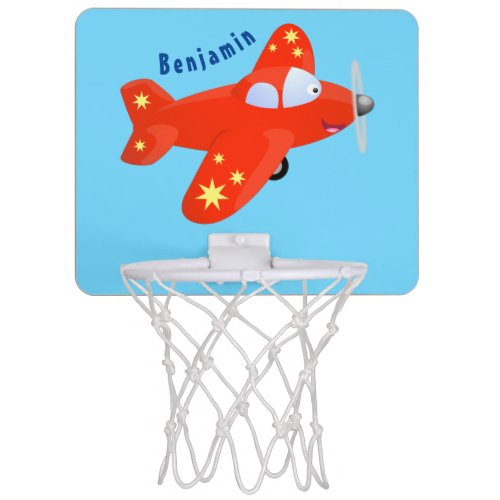 Cute red airplane flying cartoon illustration mini basketball hoop