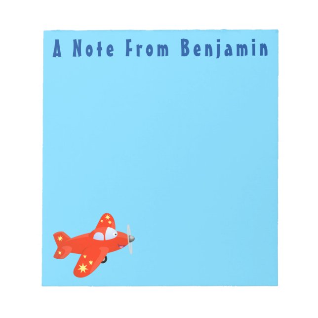 Cute red airplane flying cartoon illustration notepad (Front)
